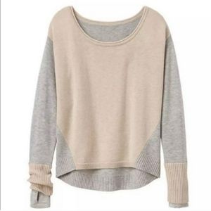 Athleta Merino Wool Grey and Cream Frisco Sweater XS